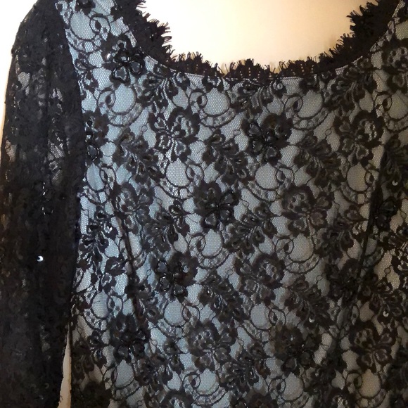 3/4 sleeve black lace formal short dress - Picture 2 of 3